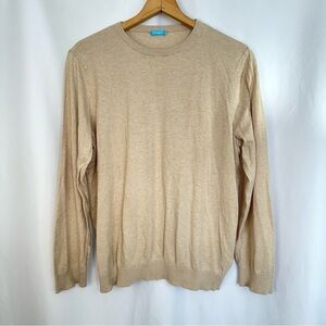 J. Mclaughlin‎ Sweater Mens XL Cashmere Blend Crewneck Pullover Brown Tan